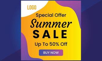 Summer Sale Banner suitable for social media posts, mobile apps, vector