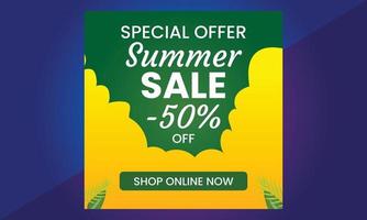 Summer Sale Banner suitable for social media posts, mobile apps, vector