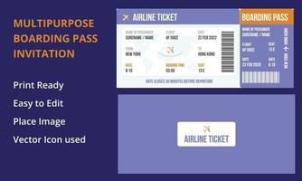 Boarding pass design composition with name of airline time and name vector