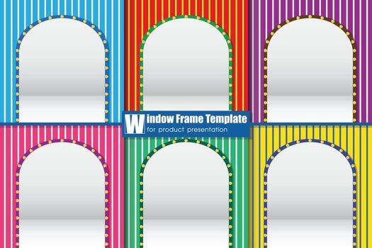 Window frame template for product presentation, vector illustration