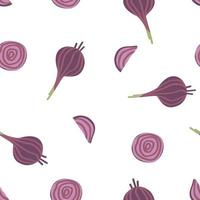 Seamless pattern of red onions for kitchen textiles vector