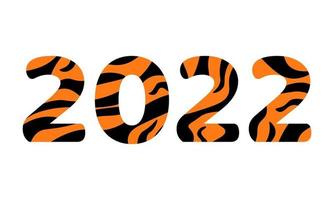 2022 año nuevo aislado. números escritos en color de piel de tigre vector