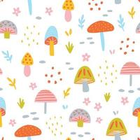 Hand drawn mushroom pattern vector