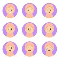 Muslim Avatar With Various Expression vector