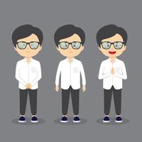 Muslim Casual Character with Various Expression vector