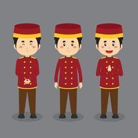 Bellboy Character with Various Expression vector