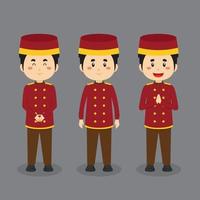 Bellboy Character with Various Expression vector