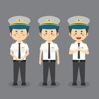 Pilot Character with Various Expression vector