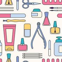 Manicure tools and accessories. nail manicure. Seamless pattern. vector