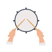 Hand drawn drum and hands holding drumsticks vector