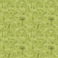Cute Dinosaurs. Dino seamless pattern in doodle style on background vector