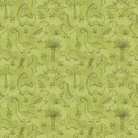 Cute Dinosaurs. Dino seamless pattern in doodle style on background vector