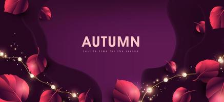 Autumn banner background with autumn leaves falling vector