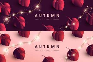 Autumn banner background with autumn leaves falling vector