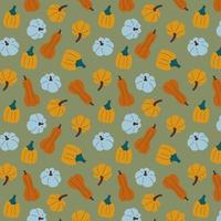 Seamless pattern of colorful pumpkins. Flat style vector