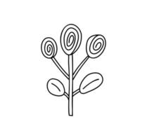 Spring Vector stylized flower with monoline style. Scandinavian