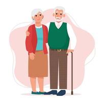 linda pareja de ancianos, anciano y mujer. jubilados felices, abuelos vector