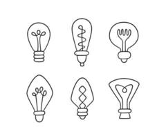 Hand drawn Light Bulbs. Collection of loft lamps in doodle style. vector