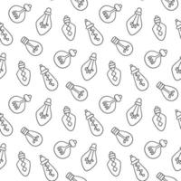 Hand drawn light bulbs seamless pattern. vector