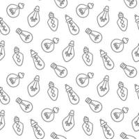 Hand drawn light bulbs seamless pattern. vector