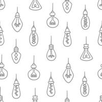 Hand drawn seamless pattern of Light Bulbs. vector