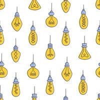 Hand drawn seamless pattern of Light Bulbs. vector