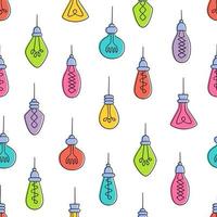 Hand drawn seamless pattern of Light Bulbs. vector