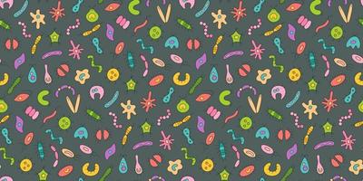 Microbes, virus, bacterias and pathogen icons colorful set. vector