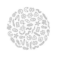 Microbes, virus, bacterias and pathogen icons colorful set vector