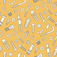 Seamless pattern of fasteners. Bolts, screws, nuts, dowels and rivet vector