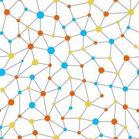 Neural network color seamless pattern. Neural network of nodes vector