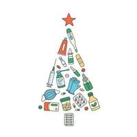 Christmas tree of meds, drugs, pills and medical elements. vector