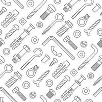 Seamless pattern of fasteners. Bolts, screws, nuts, dowels and rivets vector