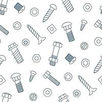 Seamless pattern of fasteners. Bolts, screws and nuts in doodle style vector