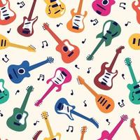 Seamless pattern of guitars. String musical instrument vector