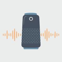 Smart speaker and soundwave. Home Personal voice assistant. vector