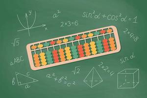 Abacus soroban for learning mental arithmetic for kids. vector