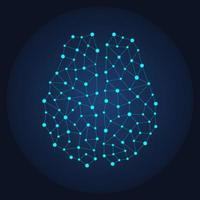 Digital human brain from nodes and connections. neural network. vector