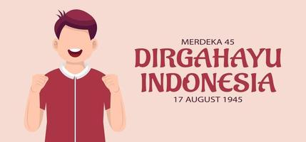 dibujado a mano ilustración del día de la independencia de indonesia vector