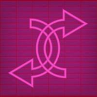 Flecha rosada violeta claro efecto neón eps vector gráfico editable
