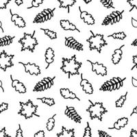 pattern of linear silhouettes of black leaves vector