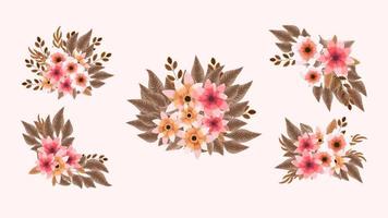 Set of floral bouquets arrangements romantic garden flowers vector