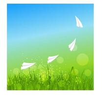 Summer Abstract Background with Grass. Vector Illustration.