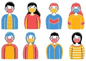 wear a mask in flat design style vector