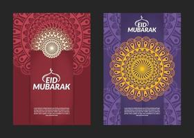 diseño de folletos de patrón de mandala de eid mubarak vector