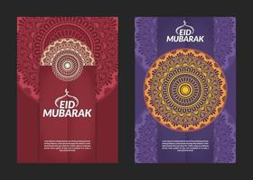 diseño de folletos de patrón de mandala de eid mubarak vector