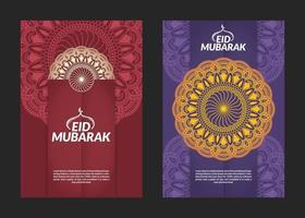 diseño de folletos de patrón de mandala de eid mubarak vector