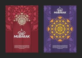 diseño de folletos de patrón de mandala de eid mubarak vector