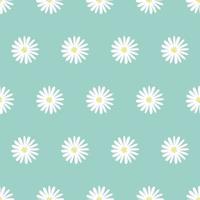 cute small white flower pattern with green background vector
