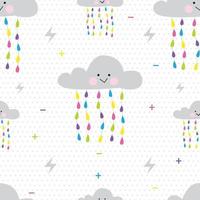 cute cloud pattern with colorful rain water vector